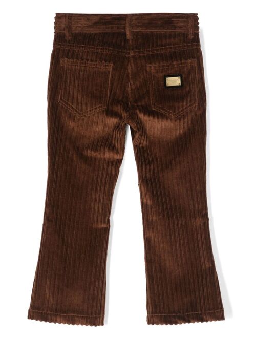 Dolce & Gabbana Kids logo-plaque corduroy trousers