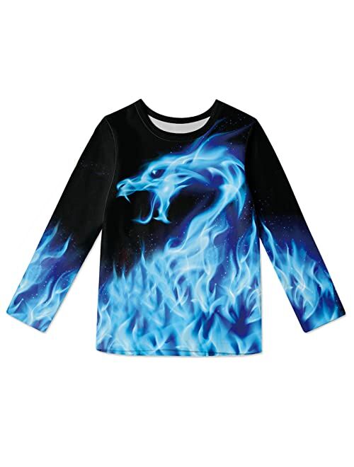 RAISEVERN Boys Girls 3D T-Shirt Graphic Print Tees Long Sleeve Shirts Size 4-16