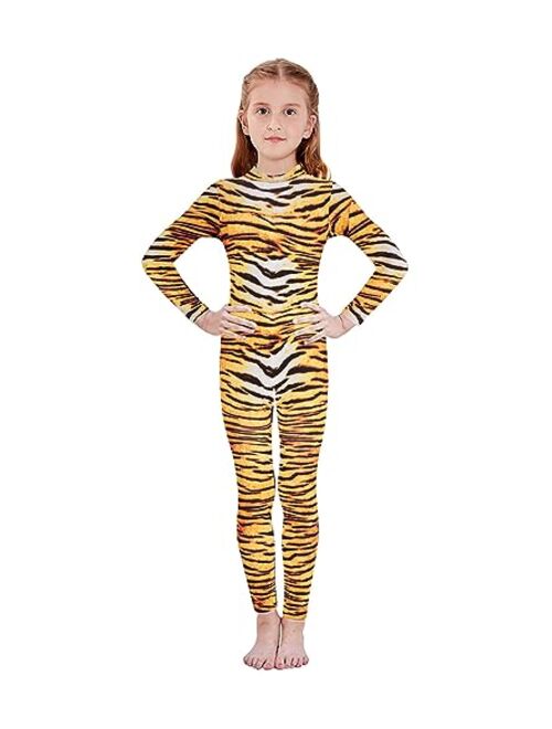 RAISEVERN Boys Girls Halloween Cosplay Jumpsuit Bodysuit 3D Graphic Skull Skeleton Bone Catsuit for Kids 7-14 Years