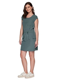 Active Stretch Woven Dress Women's Tee Dress Elastic Waistband Short Sleeve Quick Dry Hiking Golf Dress with Cargo Pocket