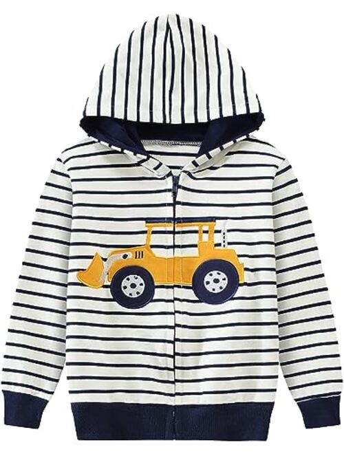 DDSOL Boy Zip-up Jacket Toddler Zipper Hoodie Hooded Sweatshirt Light Winter Fall Outwear 2t-7t