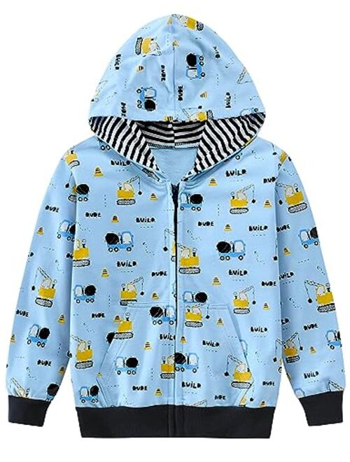 DDSOL Boy Zip-up Jacket Toddler Zipper Hoodie Hooded Sweatshirt Light Winter Fall Outwear 2t-7t