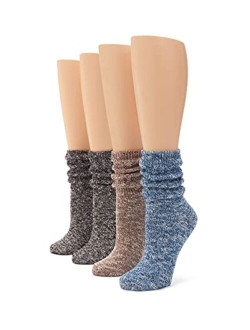 womens Marl Slub Slouch Boot Sock, 4 Pair Pack