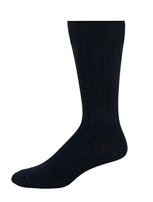 No Nonsense Mens Cotton Ribbed - 10 Pair Pack Dress Socks, Black, 6-12 US