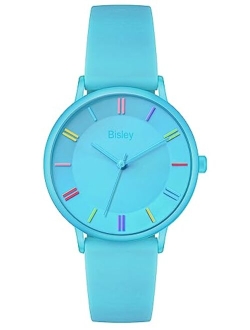 Bisley Rainbow Watch Silicone Band Sport Waterproof Wrist Watch for Girl Lady