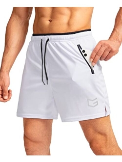 Men's Running Shorts with Zipper Pockets Quick Dry Gym Athletic Workout 5" Shorts for Men