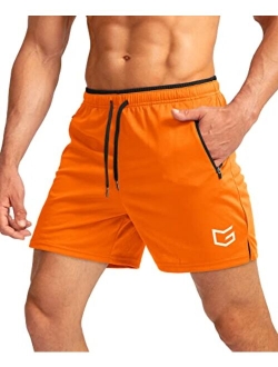 Men's Running Shorts with Zipper Pockets Quick Dry Gym Athletic Workout 5" Shorts for Men