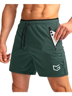 Men's Running Shorts with Zipper Pockets Quick Dry Gym Athletic Workout 5" Shorts for Men