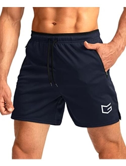 Men's Running Shorts with Zipper Pockets Quick Dry Gym Athletic Workout 5" Shorts for Men