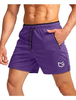 Men's Running Shorts with Zipper Pockets Quick Dry Gym Athletic Workout 5" Shorts for Men