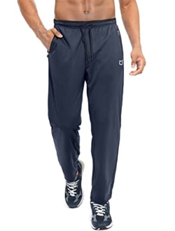 Men's Sweatpants with Zipper Pockets Open Bottom Athletic Pants for Men Workout, Jogging, Running, Lounge