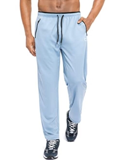 Men's Sweatpants with Zipper Pockets Open Bottom Athletic Pants for Men Workout, Jogging, Running, Lounge