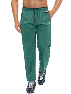 Men's Sweatpants with Zipper Pockets Open Bottom Athletic Pants for Men Workout, Jogging, Running, Lounge