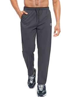 Men's Sweatpants with Zipper Pockets Open Bottom Athletic Pants for Men Workout, Jogging, Running, Lounge