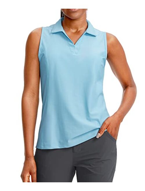 G Gradual Women's Sleeveless Golf Polo Shirts Tennis Quick Dry Collared Tank Tops V-Neck Polos for Women