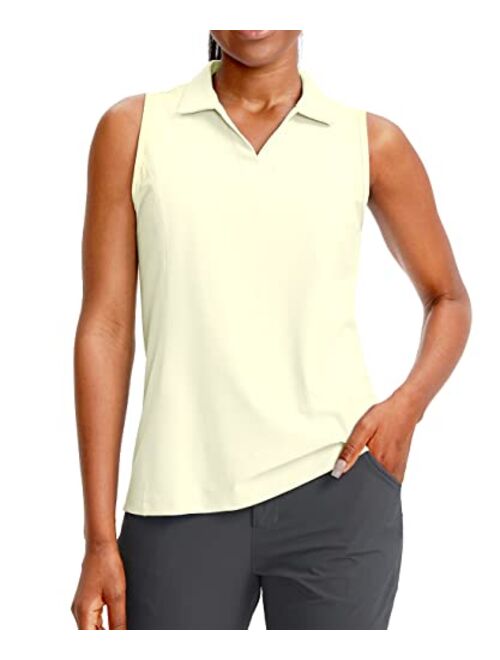 G Gradual Women's Sleeveless Golf Polo Shirts Tennis Quick Dry Collared Tank Tops V-Neck Polos for Women