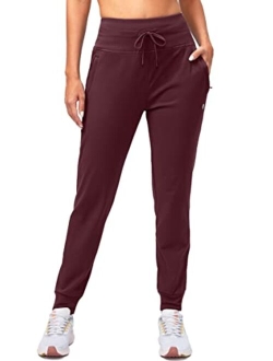 Women's Fleece Lined Joggers High Waisted Water Resistant Thermal Winter Sweatpants Running Hiking Pockets