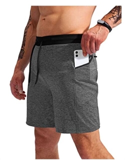 Men's 7" Athletic Gym Shorts Quick Dry Workout Running Shorts with Zipper Pockets