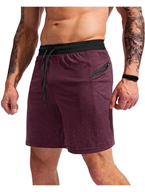 G Gradual Men's 7" Athletic Gym Shorts Quick Dry Workout Running Shorts with Zipper Pockets