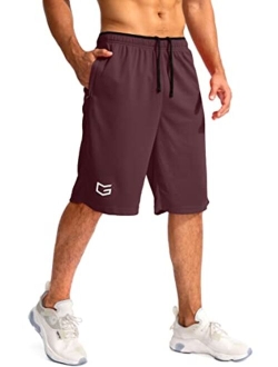 Men's Basketball Shorts with Zipper Pockets Lightweight Quick Dry 11" Long Shorts for Men Athletic Gym