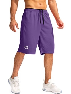 Men's Basketball Shorts with Zipper Pockets Lightweight Quick Dry 11" Long Shorts for Men Athletic Gym