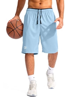 Men's Basketball Shorts with Zipper Pockets Lightweight Quick Dry 11" Long Shorts for Men Athletic Gym