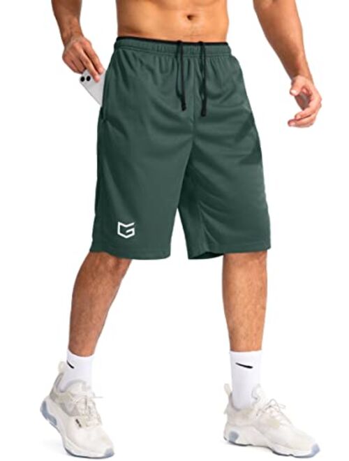 G Gradual Men's Basketball Shorts with Zipper Pockets Lightweight Quick Dry 11" Long Shorts for Men Athletic Gym