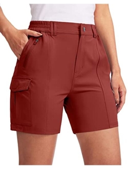 Women's Hiking Golf Cargo Shorts 5" with 7 Pockets Quick Dry Light Weight Outdoor Summer Shorts for Women