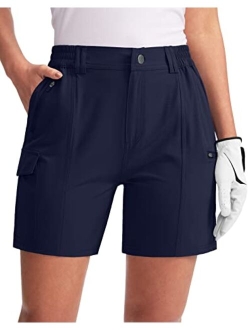 Women's Hiking Golf Cargo Shorts 5" with 7 Pockets Quick Dry Light Weight Outdoor Summer Shorts for Women