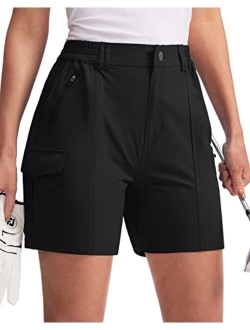 Women's Hiking Golf Cargo Shorts 5" with 7 Pockets Quick Dry Light Weight Outdoor Summer Shorts for Women