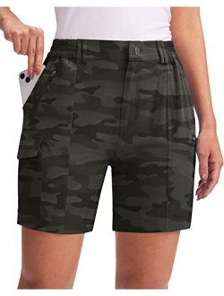 Women's Hiking Golf Cargo Shorts 5" with 7 Pockets Quick Dry Light Weight Outdoor Summer Shorts for Women