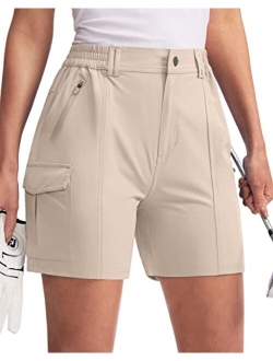 Women's Hiking Golf Cargo Shorts 5" with 7 Pockets Quick Dry Light Weight Outdoor Summer Shorts for Women