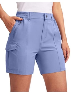 Women's Hiking Golf Cargo Shorts 5" with 7 Pockets Quick Dry Light Weight Outdoor Summer Shorts for Women