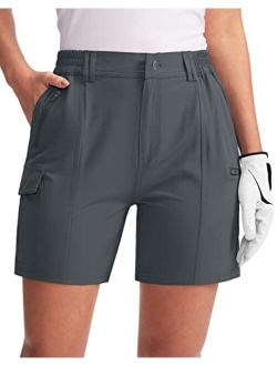 Women's Hiking Golf Cargo Shorts 5" with 7 Pockets Quick Dry Light Weight Outdoor Summer Shorts for Women