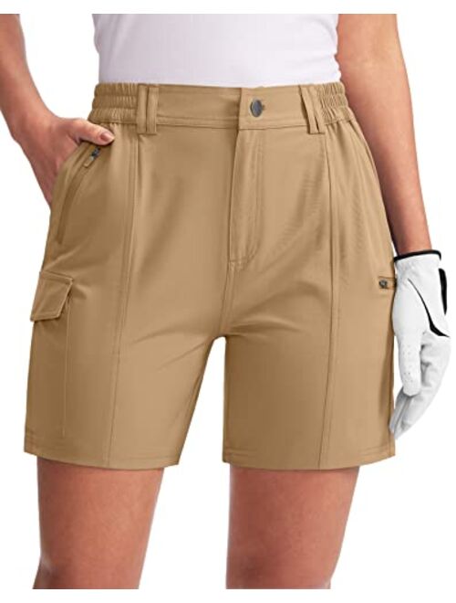 G Gradual Women's Hiking Golf Cargo Shorts 5" with 7 Pockets Quick Dry Light Weight Outdoor Summer Shorts for Women