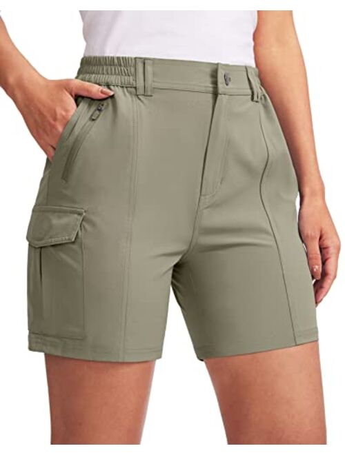 G Gradual Women's Hiking Golf Cargo Shorts 5" with 7 Pockets Quick Dry Light Weight Outdoor Summer Shorts for Women