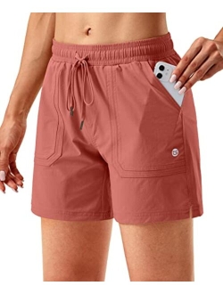 Women's 5" Hiking Cargo Shorts Quick Dry Athletic Shorts for Women with Pockets for Golf Workout Walking