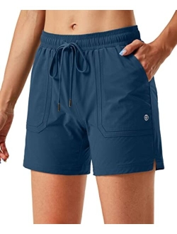 Women's 5" Hiking Cargo Shorts Quick Dry Athletic Shorts for Women with Pockets for Golf Workout Walking