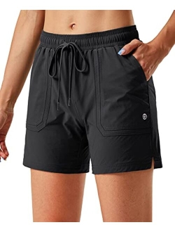 Women's 5" Hiking Cargo Shorts Quick Dry Athletic Shorts for Women with Pockets for Golf Workout Walking