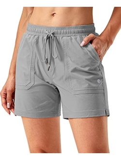 Women's 5" Hiking Cargo Shorts Quick Dry Athletic Shorts for Women with Pockets for Golf Workout Walking