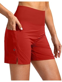 Women's 5" High Waisted Swim Board Shorts with Phone Pockets UPF 50  Quick Dry Beach Shorts for Women with Liner