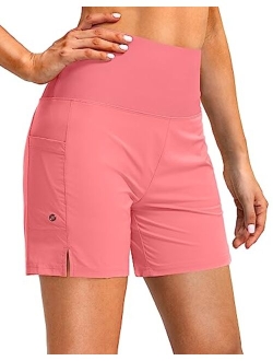 Women's 5" High Waisted Swim Board Shorts with Phone Pockets UPF 50  Quick Dry Beach Shorts for Women with Liner