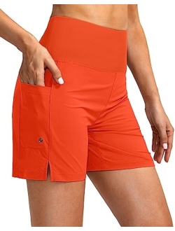 Women's 5" High Waisted Swim Board Shorts with Phone Pockets UPF 50  Quick Dry Beach Shorts for Women with Liner