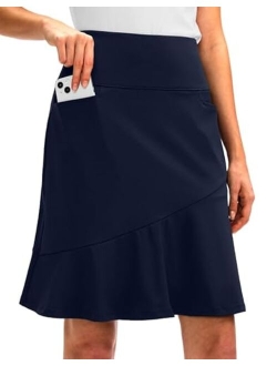 Skorts Skirts for Women with 5 Pockets 20" Knee Length Golf Skirt Modest Long Tennis Athletic Skirts for Women