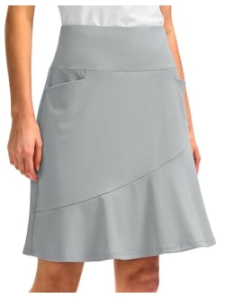 Skorts Skirts for Women with 5 Pockets 20" Knee Length Golf Skirt Modest Long Tennis Athletic Skirts for Women