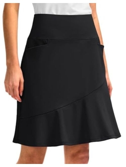 Skorts Skirts for Women with 5 Pockets 20" Knee Length Golf Skirt Modest Long Tennis Athletic Skirts for Women