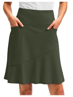 Skorts Skirts for Women with 5 Pockets 20" Knee Length Golf Skirt Modest Long Tennis Athletic Skirts for Women