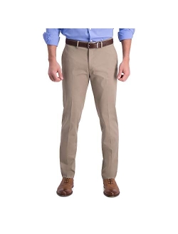 Men's Iron Free Premium Khaki Slim-Straight Fit Flat Front Flex Waist Casual Pant