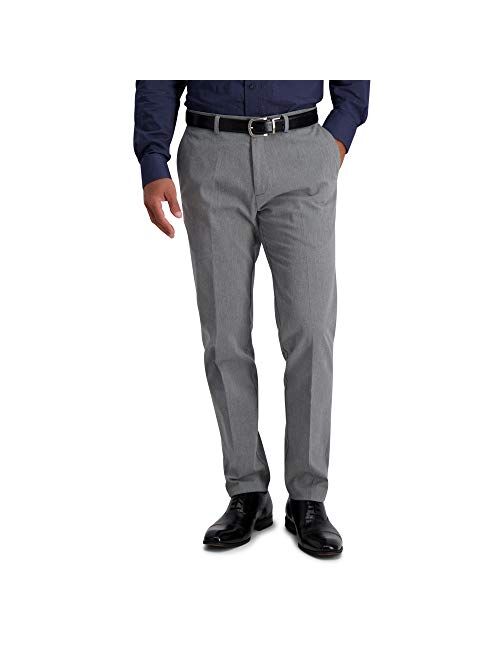 Haggar Men's Iron Free Premium Khaki Slim-Straight Fit Flat Front Flex Waist Casual Pant