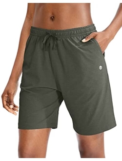 Women's Bermuda Shorts Jersey Shorts with Deep Pockets 7" Long Shorts for Women Lounge Walking Athletic